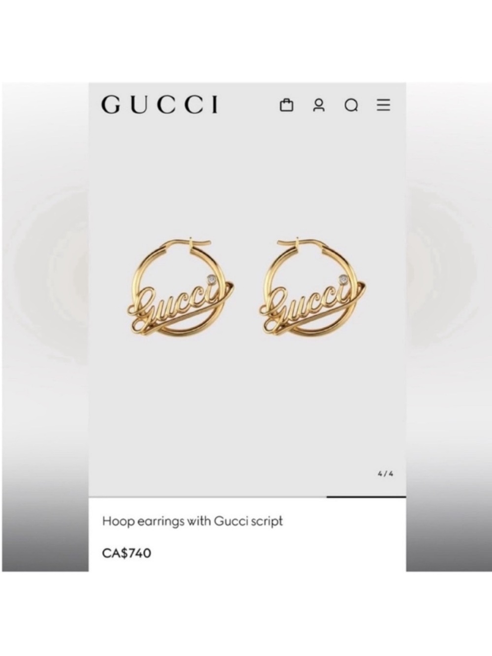 Gucci Small Script Hoop Earrings - Picture 8 of 8